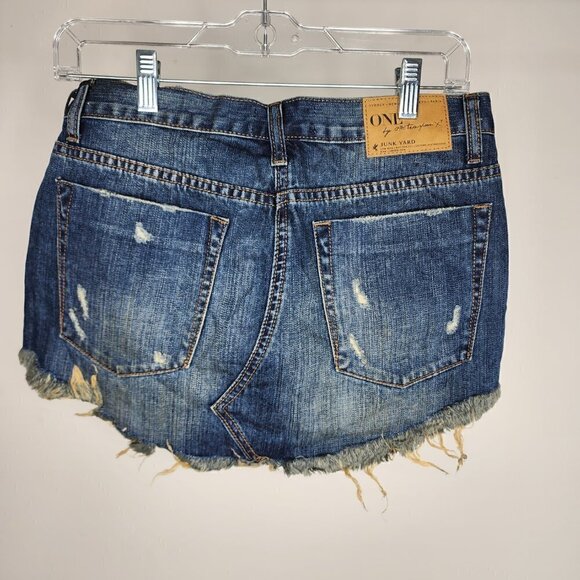 NWT One Teaspoon Cowboy Junkyard Distressed Frayed Hem Mini Jean Skirt Size 25 - Picture 7 of 16